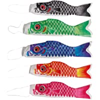 Gazechimp 5 Piezas Pescados Koinobori Calcetín de Viento Carpa Nobori Koi Decoración Colgante Bandera de Cometa